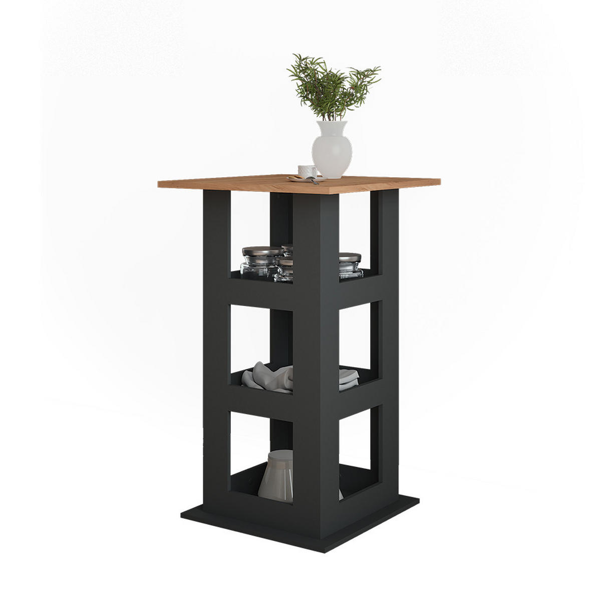 BAROVÝ STŮL Repose Zlatý dub power/antracit - medově dubová/antracitová, kompozitní dřevo (65/65/106cm) - Vicco