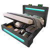 POLSTERBETT 160/200 cm Grau mit LED-Beleuchtung und Stauraumfunktion - Grau, Textil (160/200cm) - OKWISH
