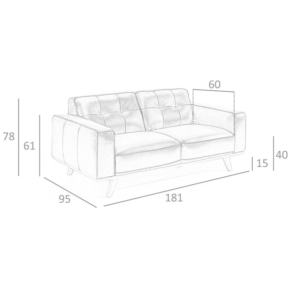 CHESTERFIELD-SOFA Chester 2-Sitzer Sofa aus schwarzem Leder 181/95/78 cm - Schwarz, Leder (181/78/95cm) - ANGEL CERDA