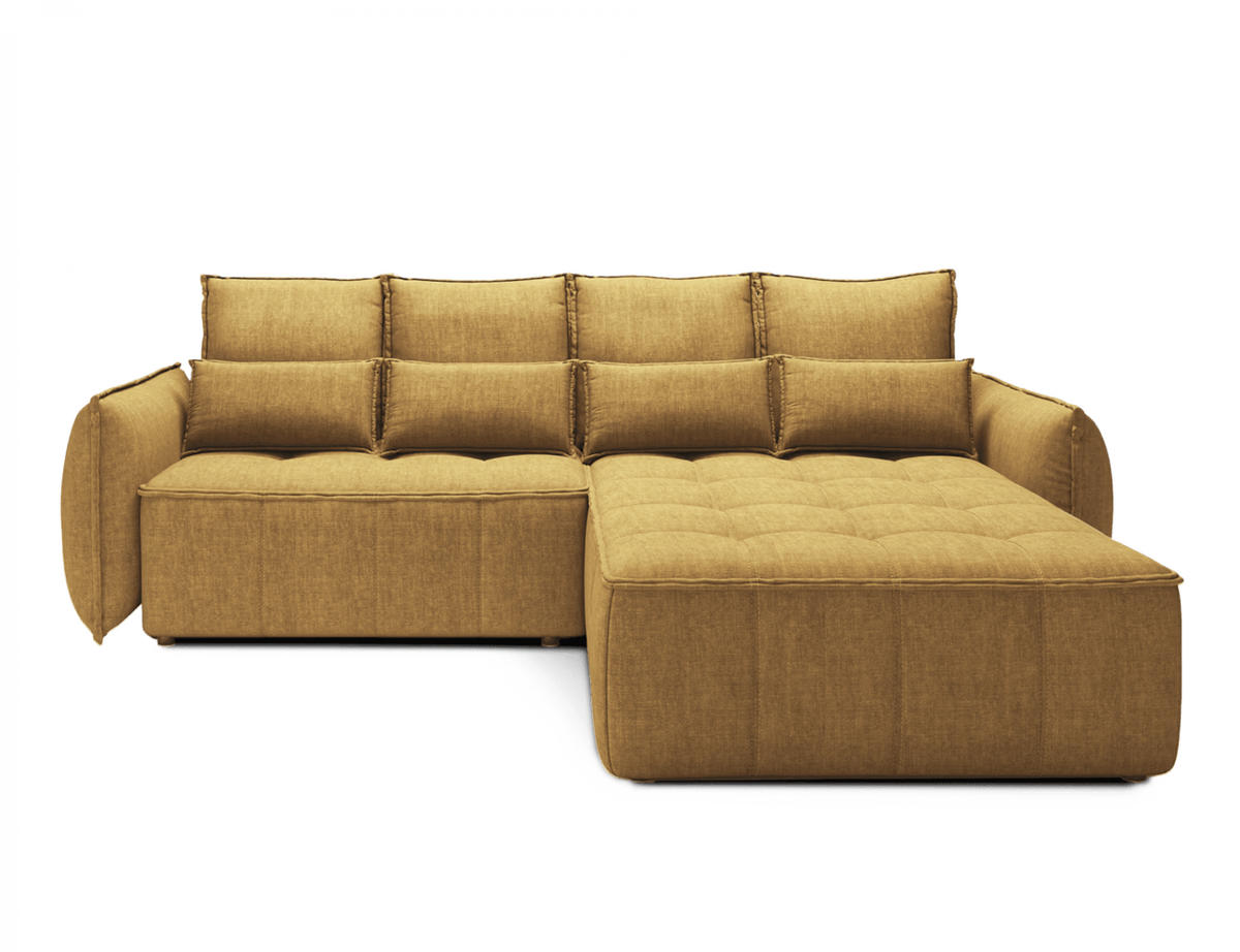 ECKSOFA mit Schlaffunktion und Bettkasten - Gelb, Textil (196/265cm) - Eltap