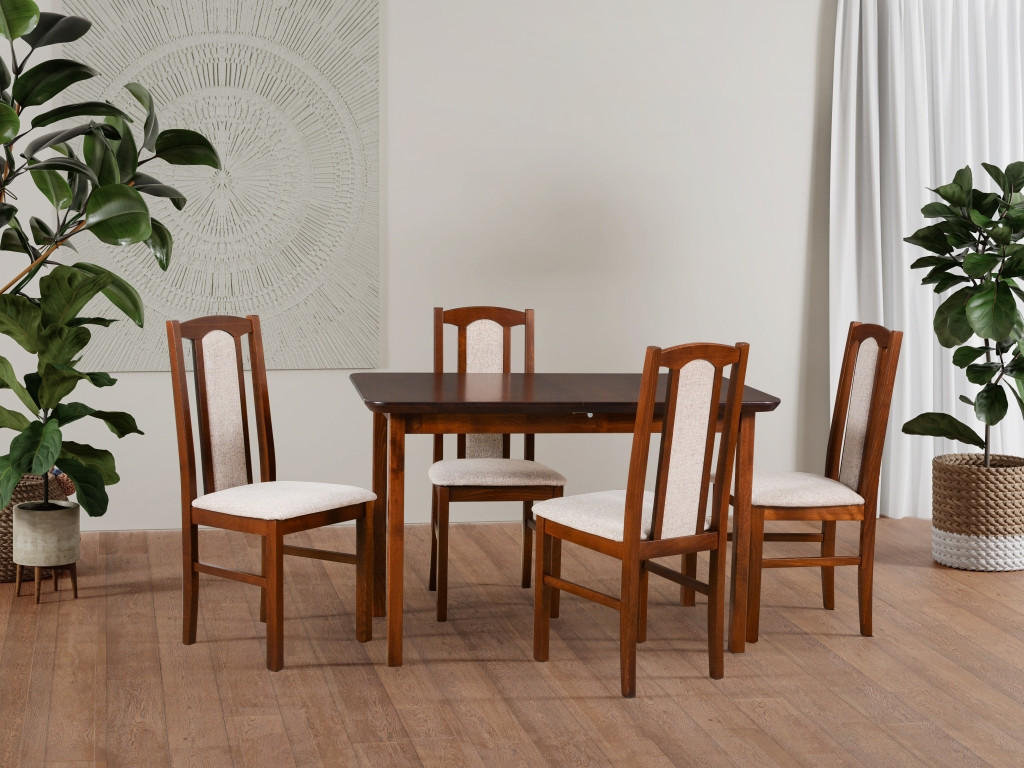 ESSTISCH Max 4, 120-150/70 cm, eiche - Wildeiche/Schwarz, Holz (70/120/76cm) - Leaf Design