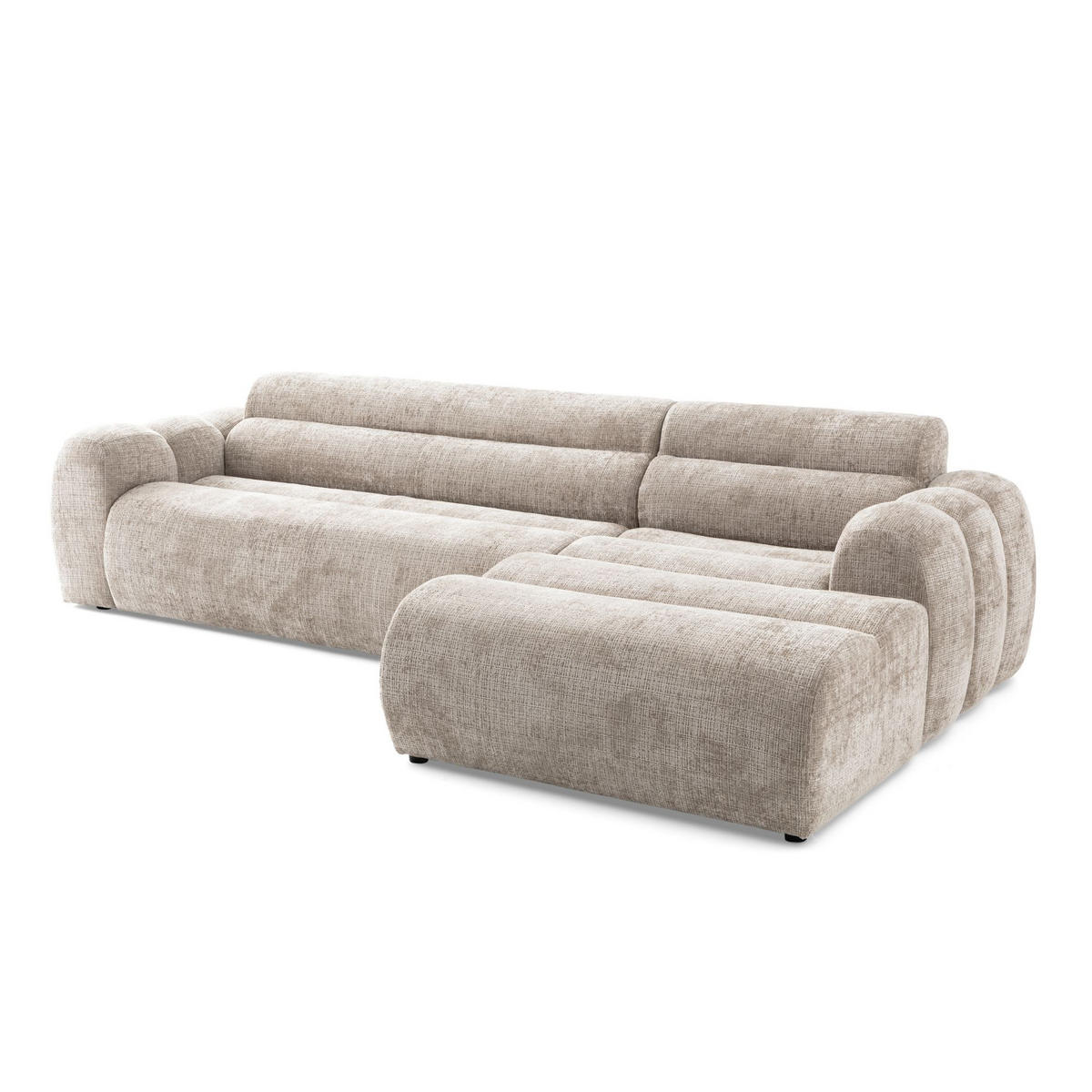 4-SITZER modulares Ecksofa VEER SET 1 Rechts, 298 x 175 cm, Chenille Webstoff Beige - Beige/Schwarz, Holz/Kunststoff (175/298cm) - Muffo