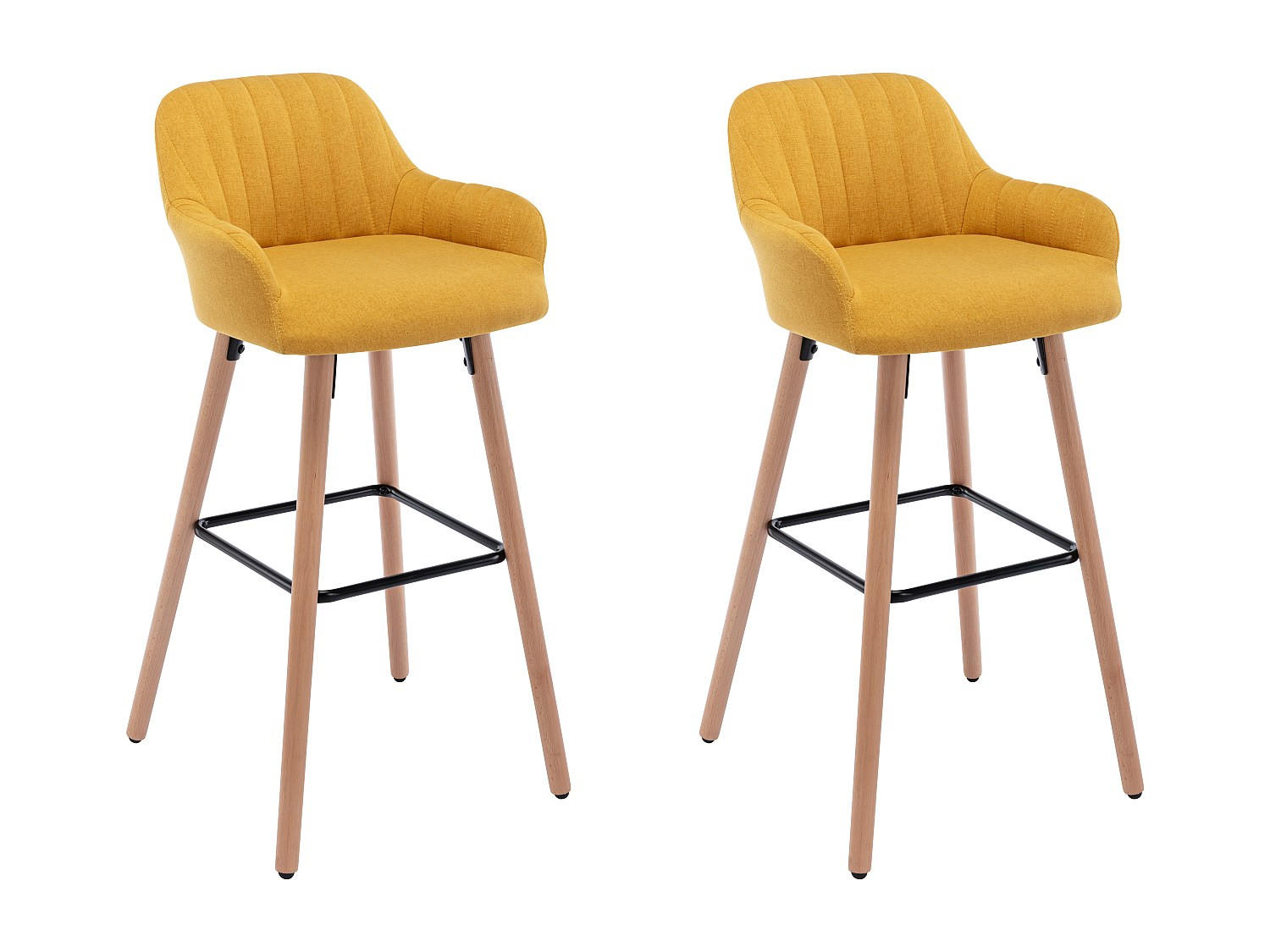 BARHOCKER - 47 cmcm x 52 cmcm - Stoff - Senffarben - ELEANA - Dunkelgelb, Textil (47/98/52cm) - Vente-Unique