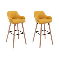 BARHOCKER - 47 cmcm x 52 cmcm - Stoff - Senffarben - ELEANA - Dunkelgelb, Textil (47/98/52cm) - Vente-Unique