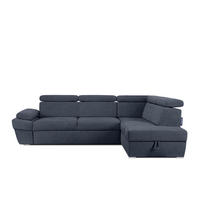 SCHLAFECKSOFA RATLO rechts 4/5-Sitzer mit Bettkasten, dunkelblau - Silberfarben/Dunkelblau, Textil (270/190cm) - KONSIMO®