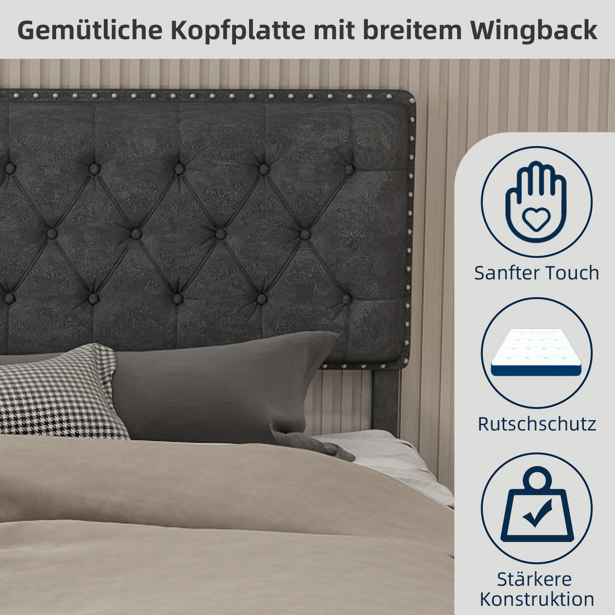 POLSTERBETT 160/200 cm in Grau Samt mit Stauraum - Grau, Holzwerkstoff/Textil (160/200cm) - WISHDOR