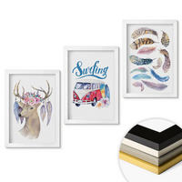 WANDBILDER 3er-Set - 20x30 cm Weißer Rahmen - Blumenwagen mit Geweih - Weiß, Kunststoff (20/30cm) - ArtPrintCave