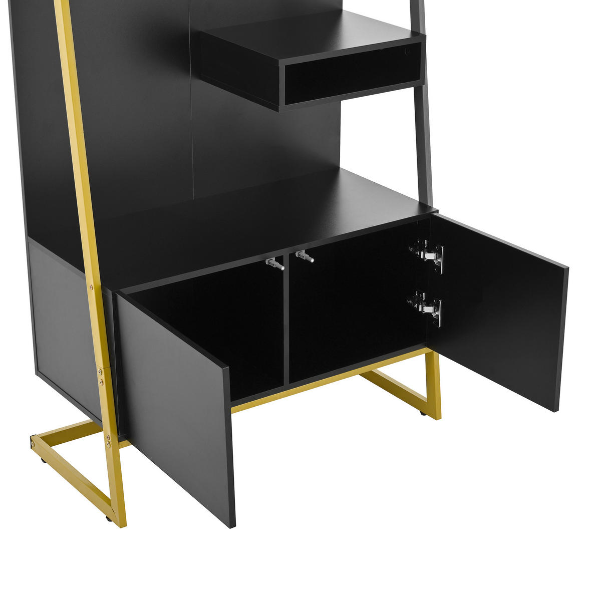 GARDEROBE Flurgarderobe Spiegel Schuhschrank Metallrahmen All-in-One Stauraum mit Soft-Close - Goldfarben/Schwarz, Glas/Holzwerkstoff (78/180.5/38.5cm) - EVRYAE