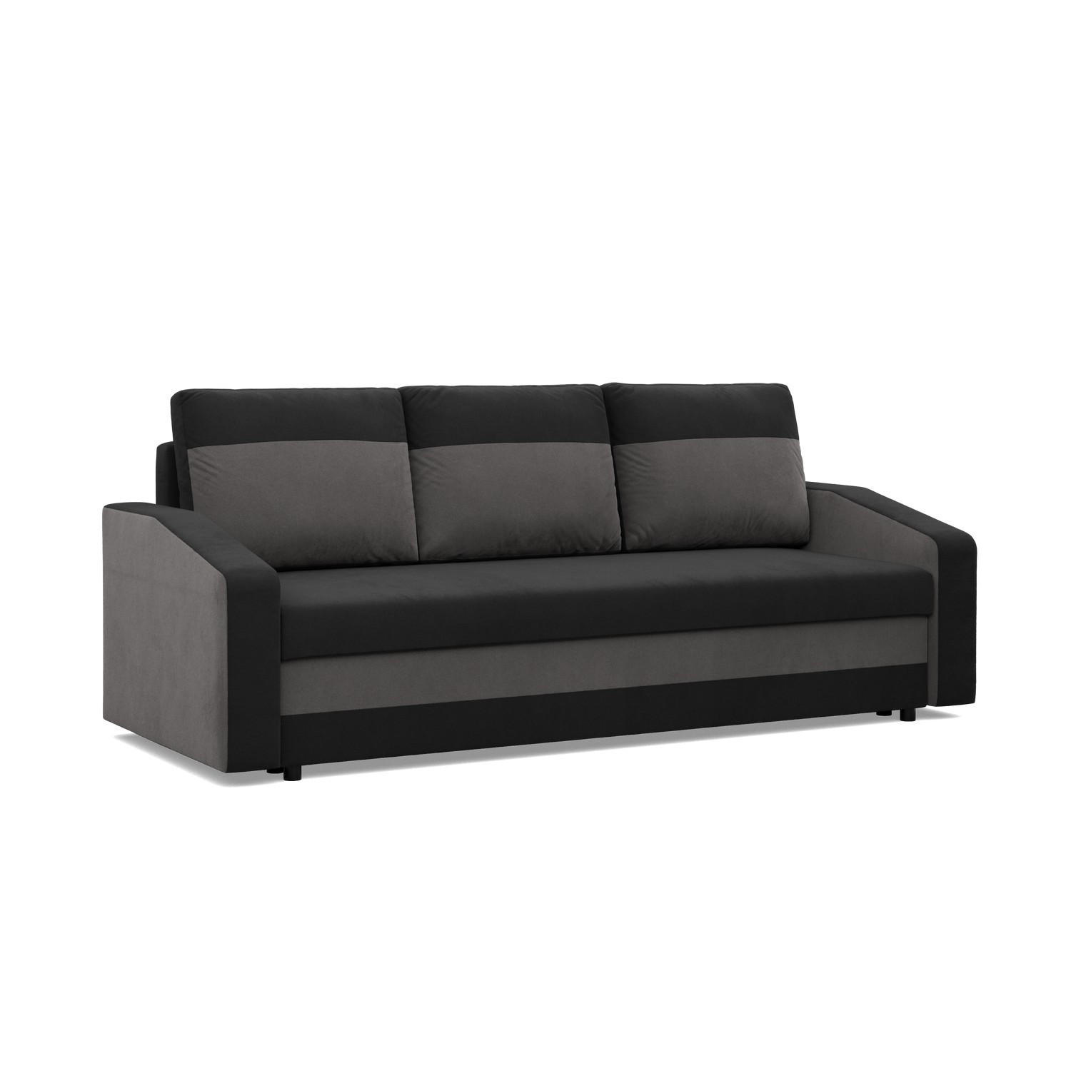 SOFA 3-SITZER MIT SCHLAFFUNKTION ORION, Schwarz + Grau - Schwarz/Grau, Textil (220/85/92cm)