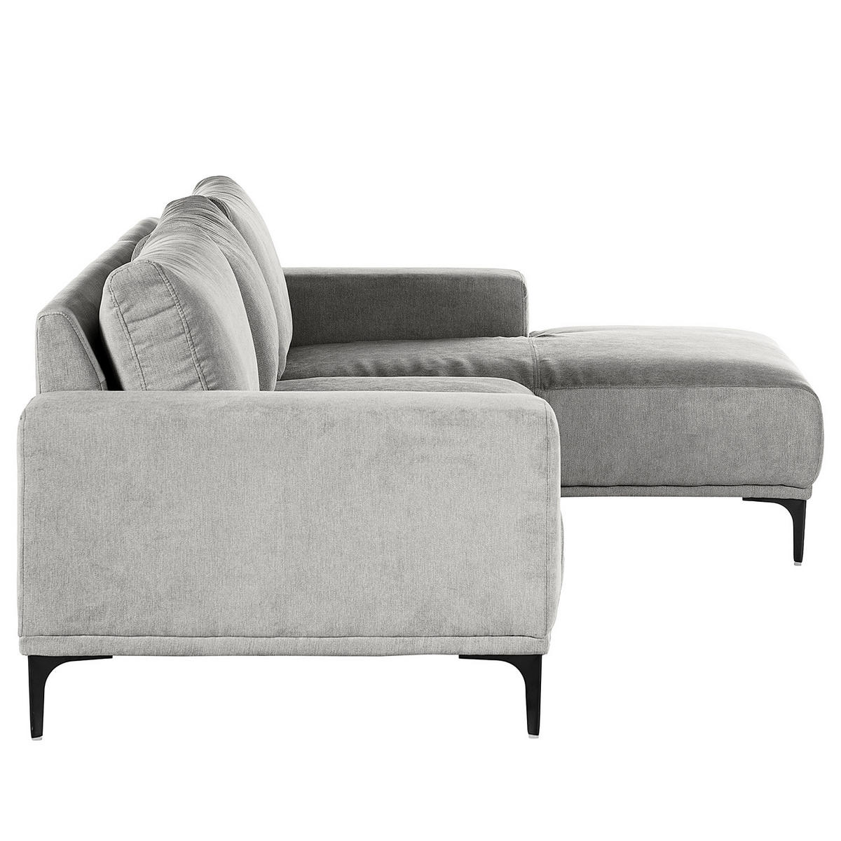 ECKSOFA - Schwarz/Grau, Textil/Metall (244/150cm) - home24