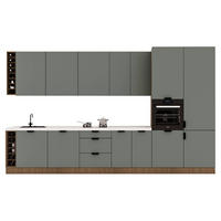 KÜCHENZEILE 395 cm - Sorento KS10-M395 - in Grün / Dunkle Eiche - Eichefarben/Schwarz, Holz/Metall (395/247/58cm)