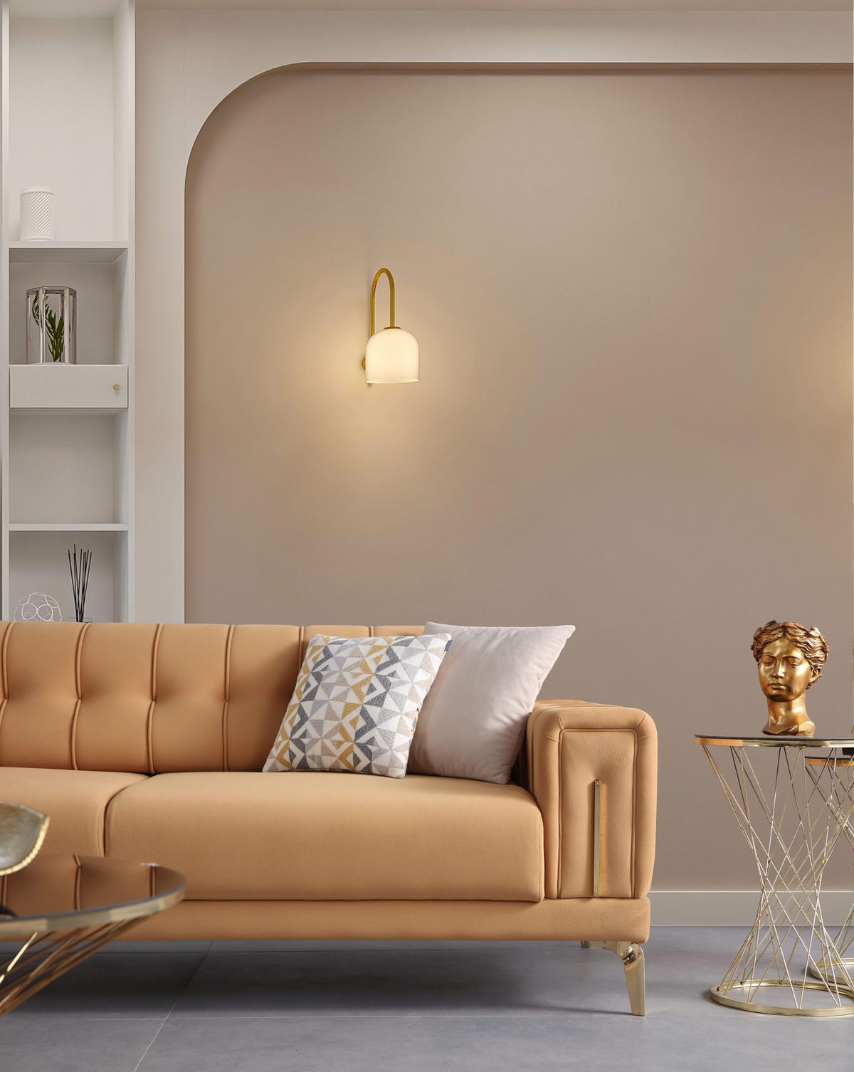 SOFA Majesty 3-Sitzer Mikrofaser Webstoff Karamell - Braun, Kunststoff/Textil (230/86/93cm)