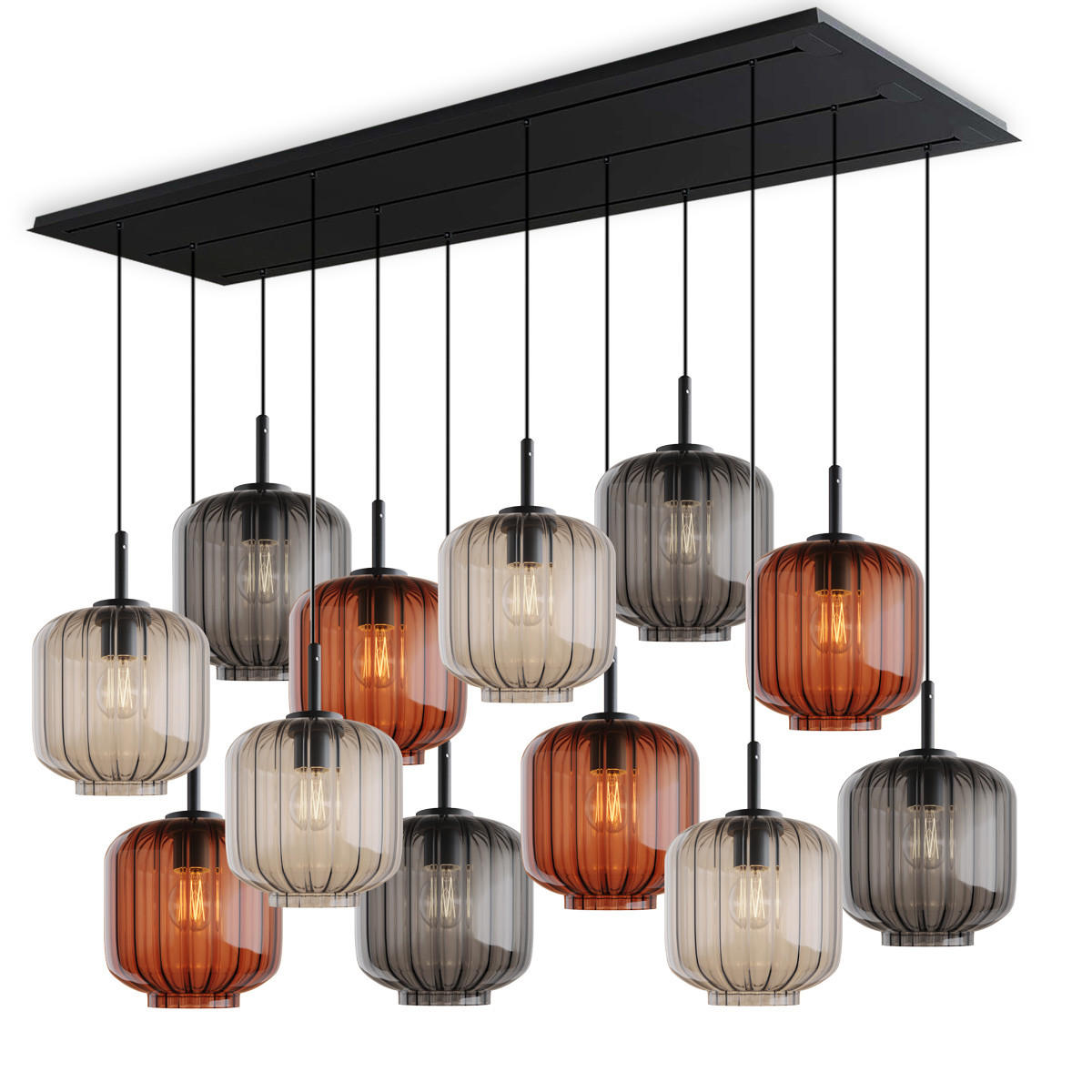 HÄNGELEUCHTE Velo 12-flammig Mehrfarbig Ø 20cm - Multicolor/Schwarz, Glas (20/20/20cm) - s.luce