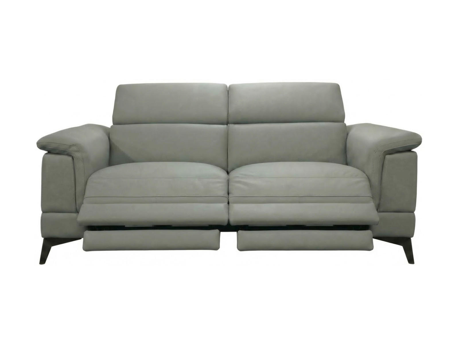 3-SITZER Sofa Planet Echtleder mit 2 x Relaxfunktion Perlgrau - Hellgrau, Leder/Metall (200/80/110cm)
