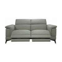 3-SITZER Sofa Planet Echtleder mit 2 x Relaxfunktion Perlgrau - Hellgrau, Leder/Metall (200/80/110cm)