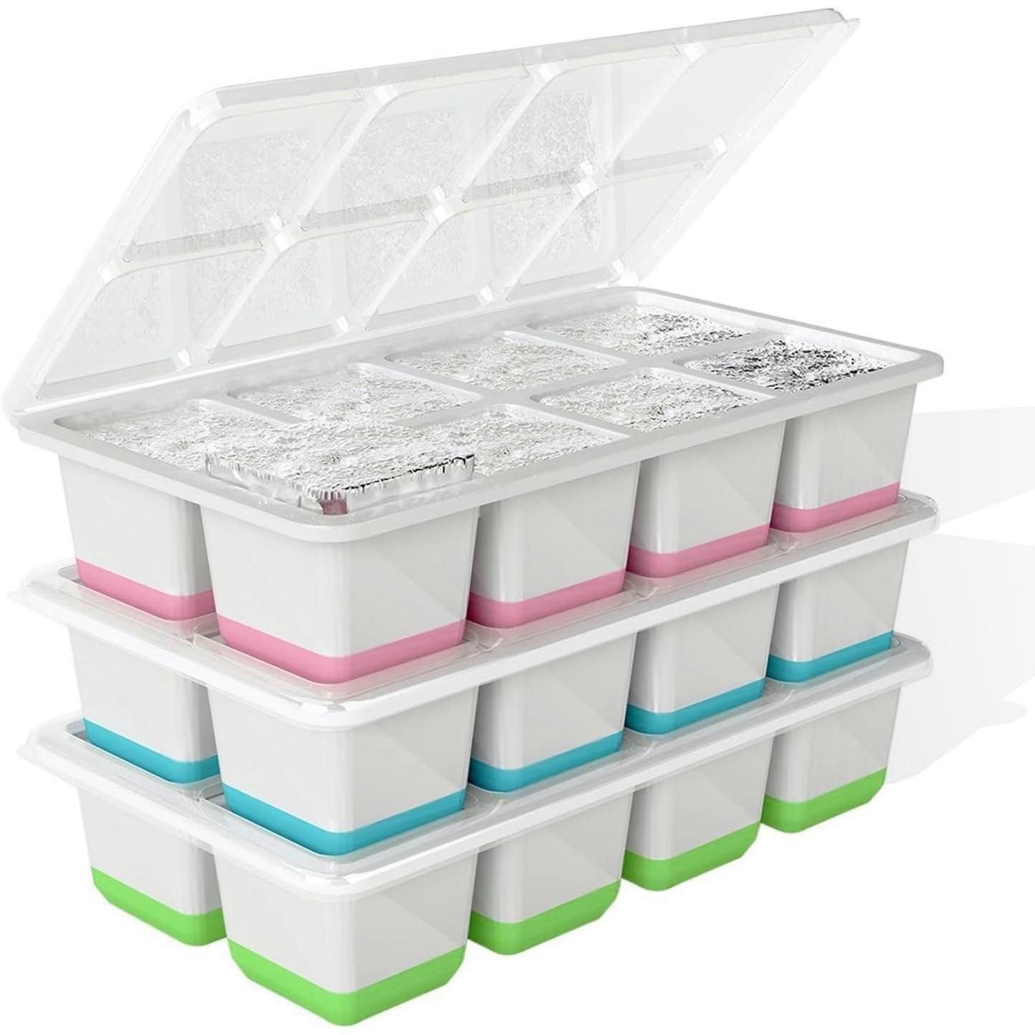 EISWÜRFELFORMEN 3er-Set mit Deckel 4,5 cm - Multicolor, Kunststoff (10.9/4.1/21.1cm)