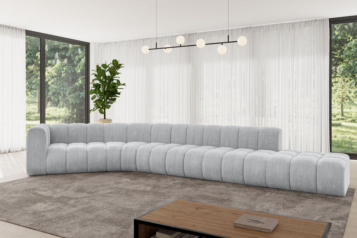ECKSOFA modulares Sofa Tilmo-L2 - 490x194x70 cm Grau - Grau, Holzwerkstoff/Textil (490/194cm) - ALTDECOR