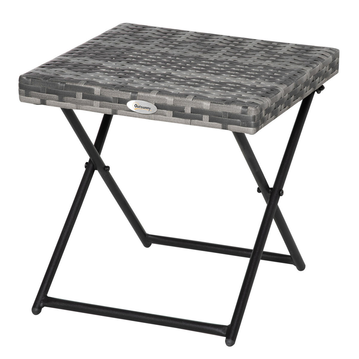 BEISTELLTISCH DE-06686 klappbar, Polyrattan Grau - Grau, Kunststoff/Metall (40/40/40cm) - ComfortXL
