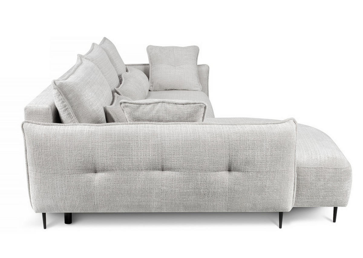 ECKSOFA Oblivio Hellgrau Chenille - Hellgrau/Schwarz, Textil/Metall (285/200cm) - Selsey