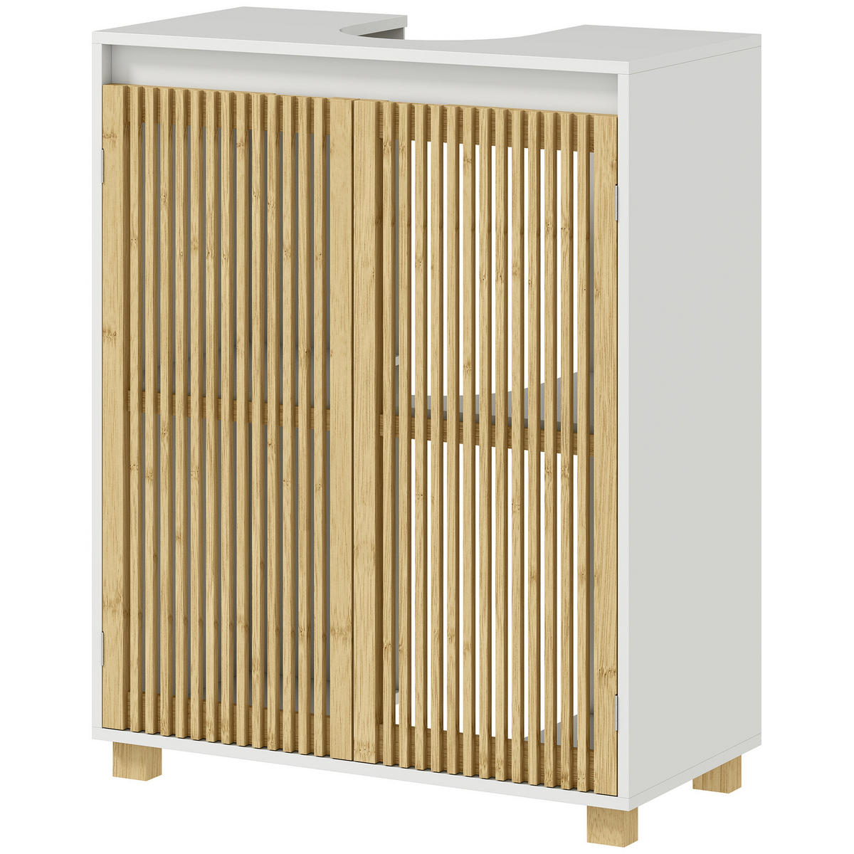 WASCHBECKENUNTERSCHRANK DE-15913 2 Bambus-Lamellentüren Naturholz - Naturfarben, Holzwerkstoff (60/75/30cm) - ComfortXL