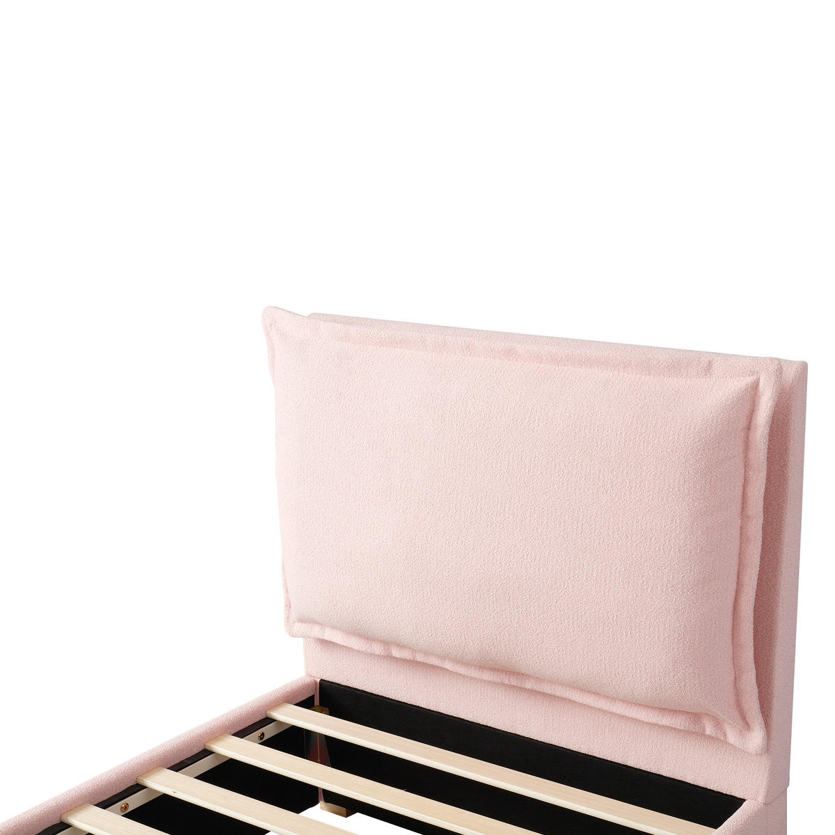 POLSTERBETT aus Chenille 90 x 200 cm in Rosa mit Lattenrost & Stauraum - Rosa, Textil (90/200cm) - Modfu