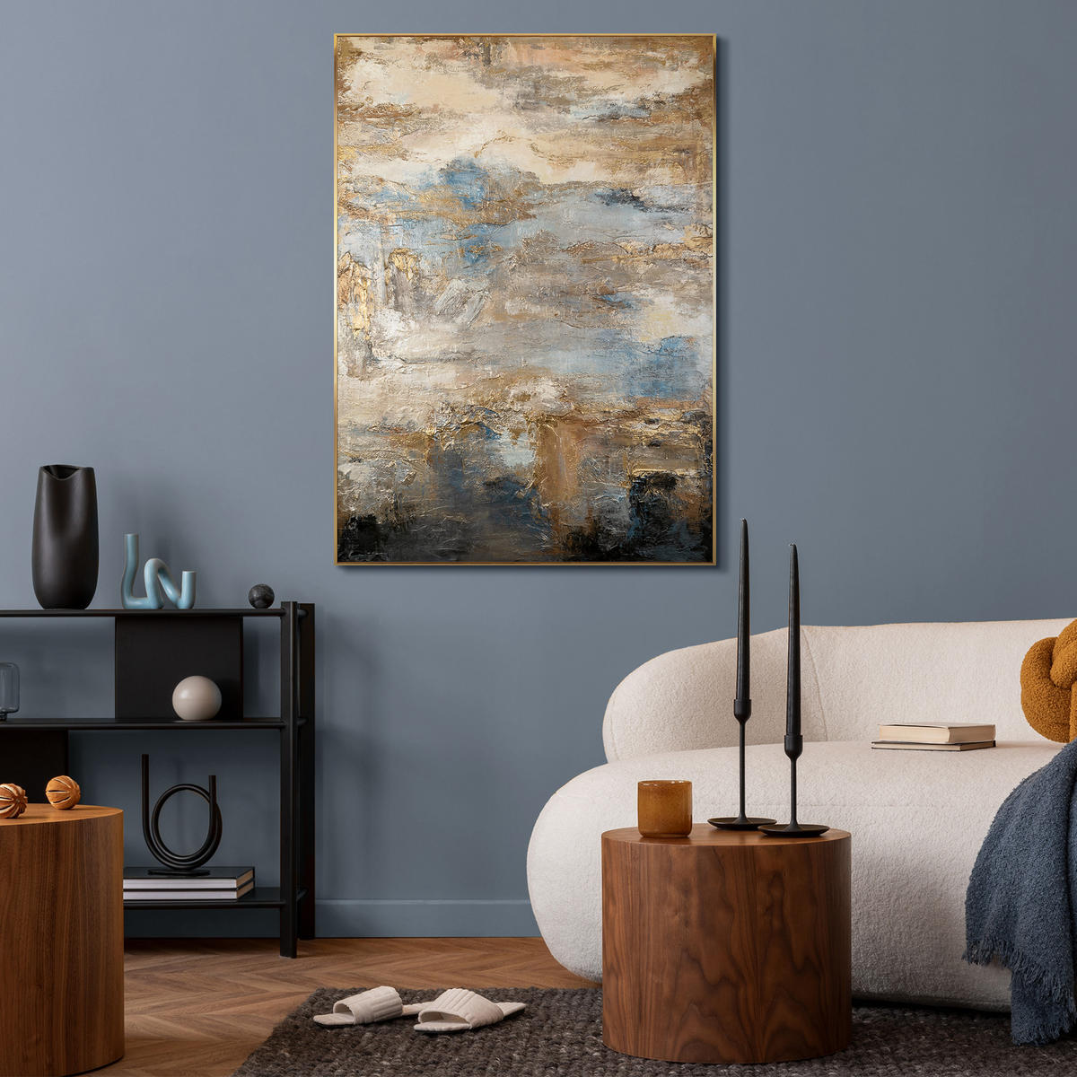 GEMÄLDE Glanz und Eleganz Schattenfugenrahmen Gold 140x100 cm - Goldfarben, Holz (140/100cm) - YS-art gallery