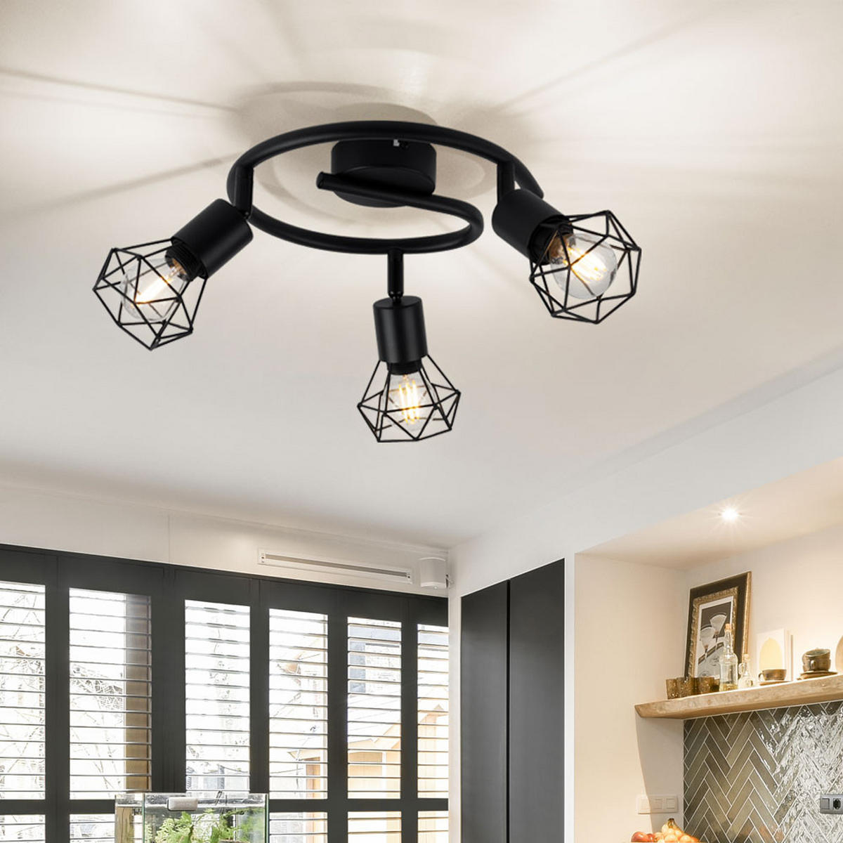 LED DECKENLEUCHTE Metall schwarz Gitteroptik - Schwarz, Metall (23/23/18cm)