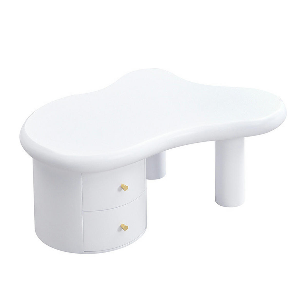 COUCHTISCH mit 2 Schubladen 97 x 64 cm MDF Weiß - Weiß, Holz (97/64/42cm) - Meubliv
