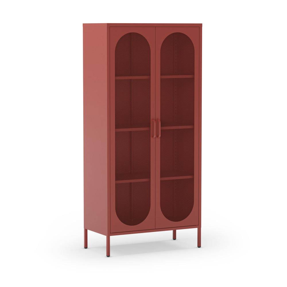 METALLVITRINE mit 2 Türen, Höhe 170 cm - Zio - Terrakotta - Terra cotta, Metall (80/170/40cm) - Drawer