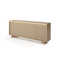 SIDEBOARD TORSANO (Bolivar Natur/Cappuccino, 4 Türen, LED-Beleuchtung, Push-to-Open) - Eichefarben/Beige, Holz/Holzwerkstoff (204/84/40cm) - Ravio