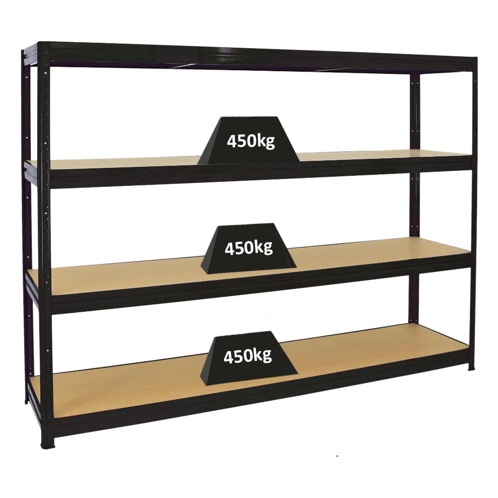 SCHWERLASTREGAL Dino 180x240x60 cm Fachlast 450kg Schwarz - Schwarz, Metall (240/180/60cm) - PROREGAL