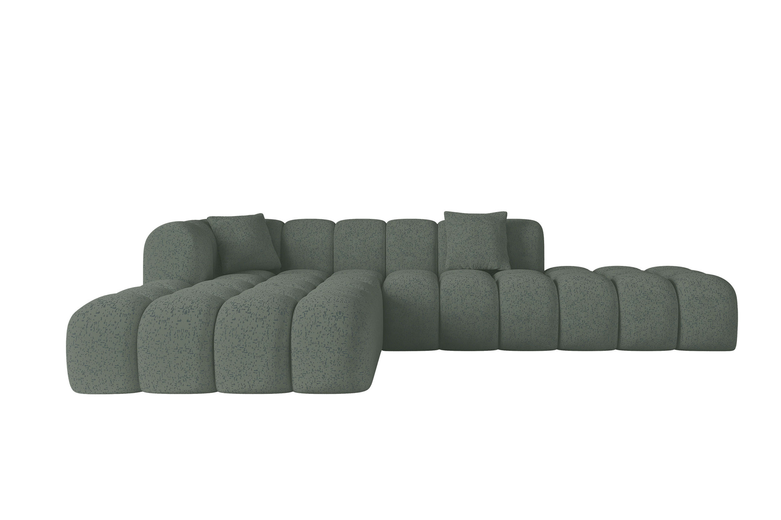 ECKSOFA Ottomane Links OLEA-L2 - 289x176x71 cm Grün - Schwarz/Grün, Holzwerkstoff/Kunststoff (289/176cm)