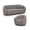SITZGARNITUR 3+1 Roundi Grau Bouclé - Schwarz/Grau, Holz/Kunststoff (208/76/80cm) - S-Style Möbel