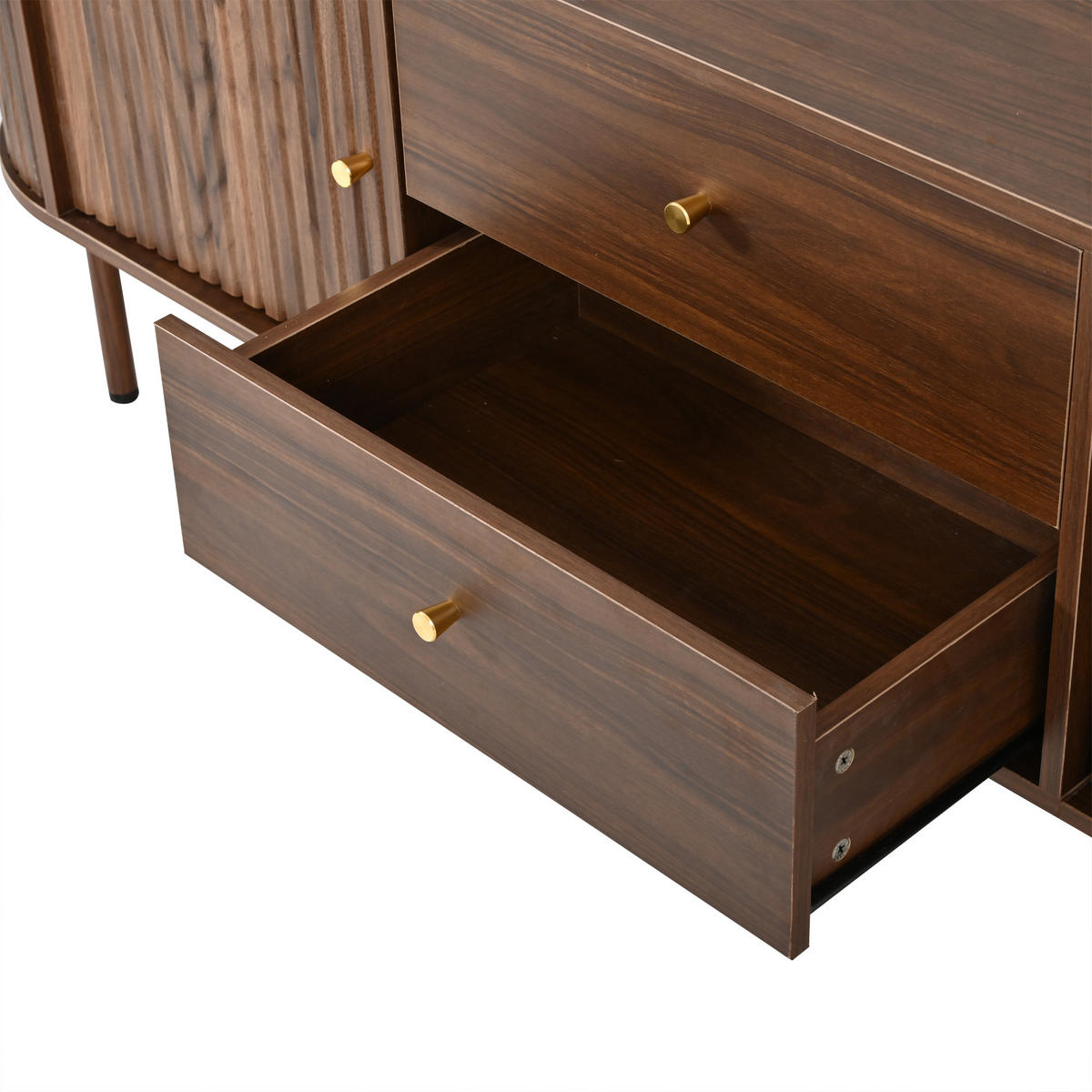 TV-ELEMENTLOWBOARD 180x40x58cm Holzoptik-Nussbaum mit Schiebetüren und Schubladen - Walnussfarben, Holz (46.51/18.01/75.79cm) - Raelunyi