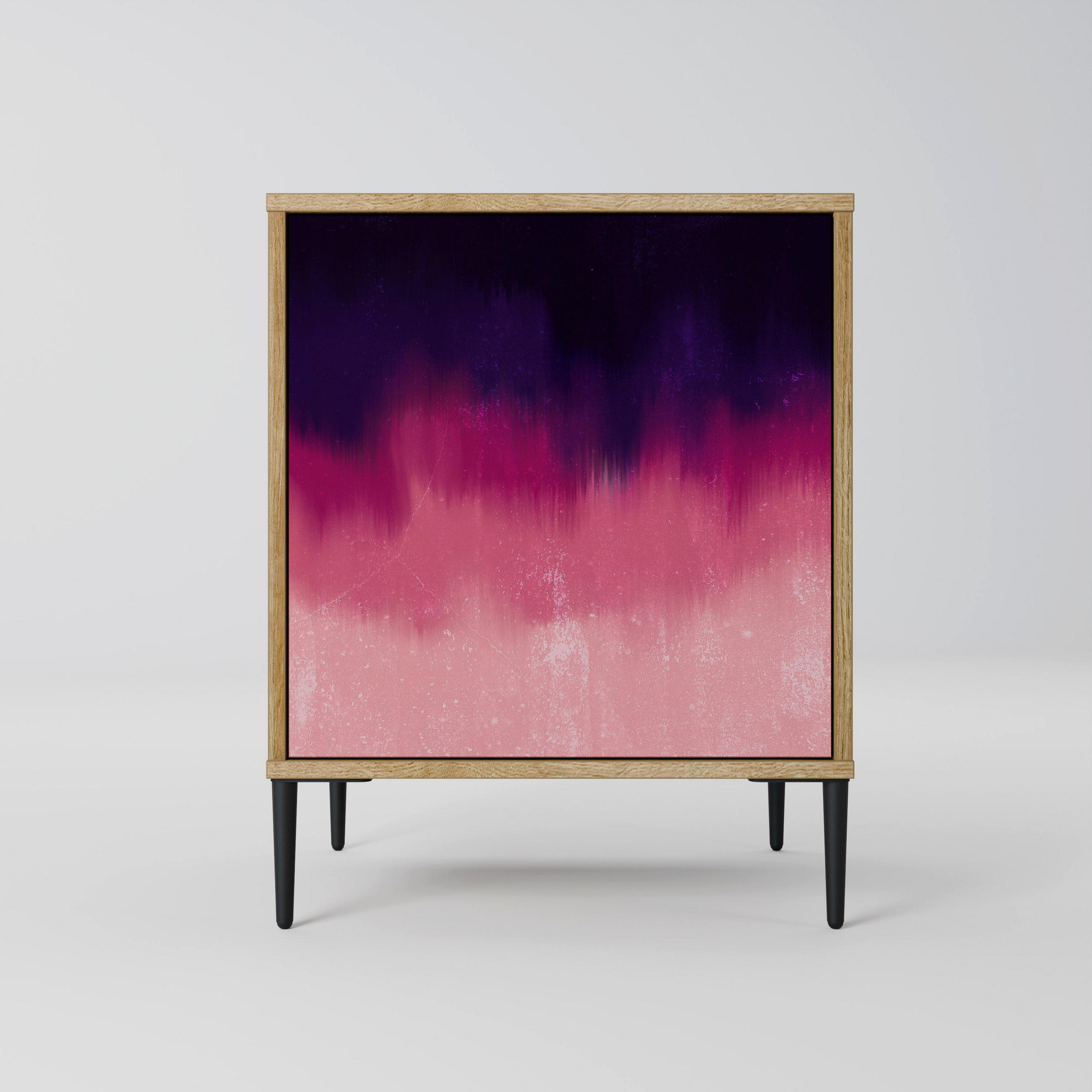 SIDEBOARD AURORA BOREALIS, Eichefarben, 57,5x42x72,5 cm, Schwarze Metallfüße - Eichefarben/Multicolor, Holzwerkstoff/Metall (57.5/72.5/42cm) - SpaceRebels