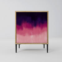 SIDEBOARD AURORA BOREALIS, Eichefarben, 57,5x42x72,5 cm, Schwarze Metallfüße - Eichefarben/Multicolor, Holzwerkstoff/Metall (57.5/72.5/42cm) - SpaceRebels