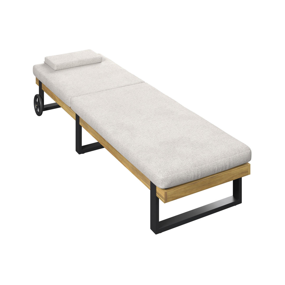 GARTENLIEGE Elenyi creme/grau Metall/Outdoorstoff/Holz - Creme, Holz (1/95/200cm)
