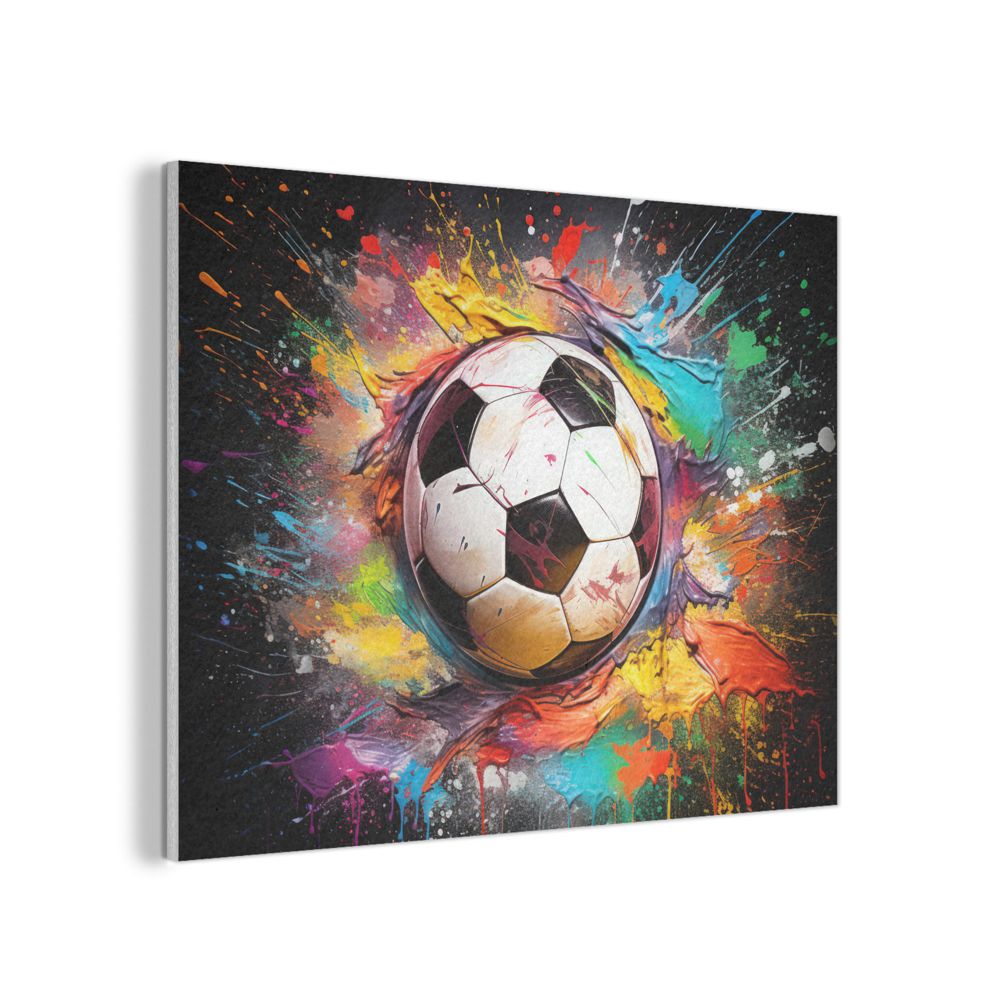 AKUSTIKPANEEL Fußball - Farbe - Farben - Schwarz - Weiß 80x60 cm - Weiß, Textil (80/0.9/60cm) - MuchoWow