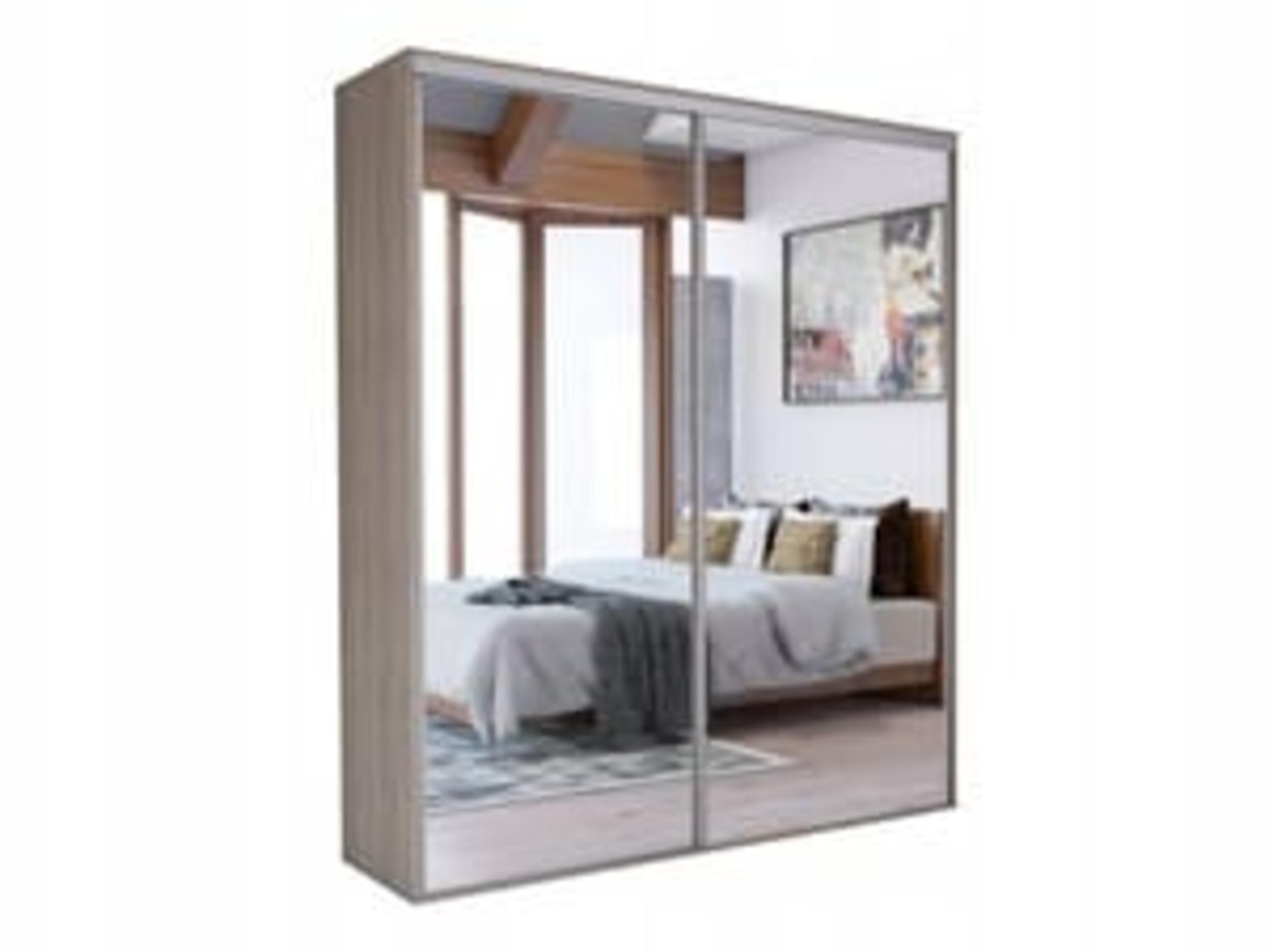 SCHIEBETÜRENSCHRANK - Kleiderschrank BORA 204 mit 2 Spiegel - Sonoma Eiche - Sonoma Eiche, Holzwerkstoff (204/244/62cm) - Möblo