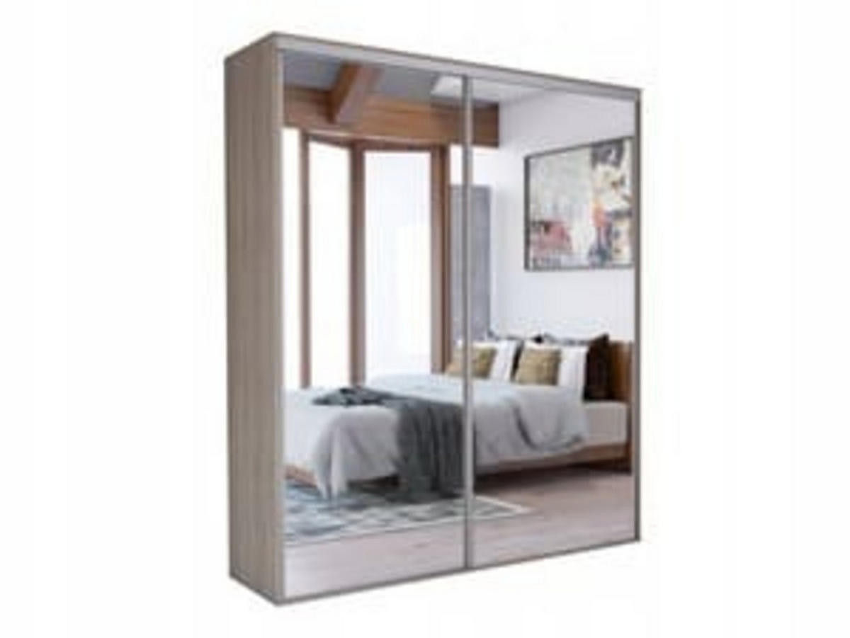 SCHIEBETÜRENSCHRANK - Kleiderschrank BORA 204 mit 2 Spiegel - Sonoma Eiche - Sonoma Eiche, Holzwerkstoff (204/244/62cm) - Möblo