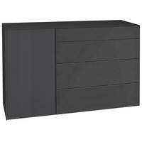 KOMMODE Elfi 131x42x89 Hochglanz Anthrazit/Glas Anthrazit - Anthrazit, Holzwerkstoff (131/89/42cm) - 58aufmkessel