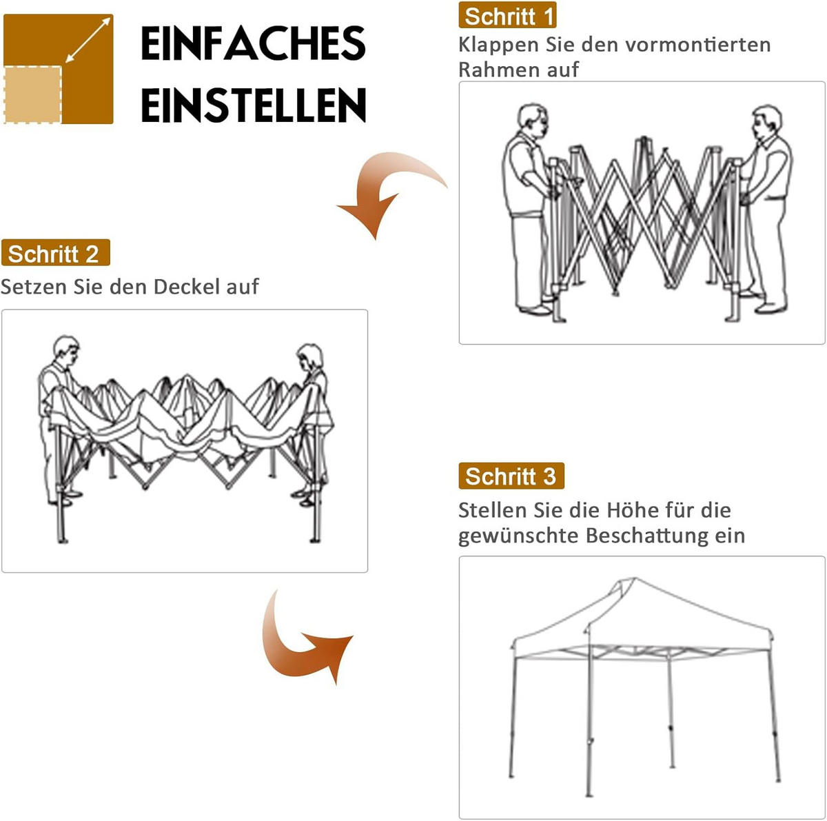 POP-UP-UBERDACHUNGSZELT Weiß - Weiß, Textil (300/335/300cm) - COSTWAY
