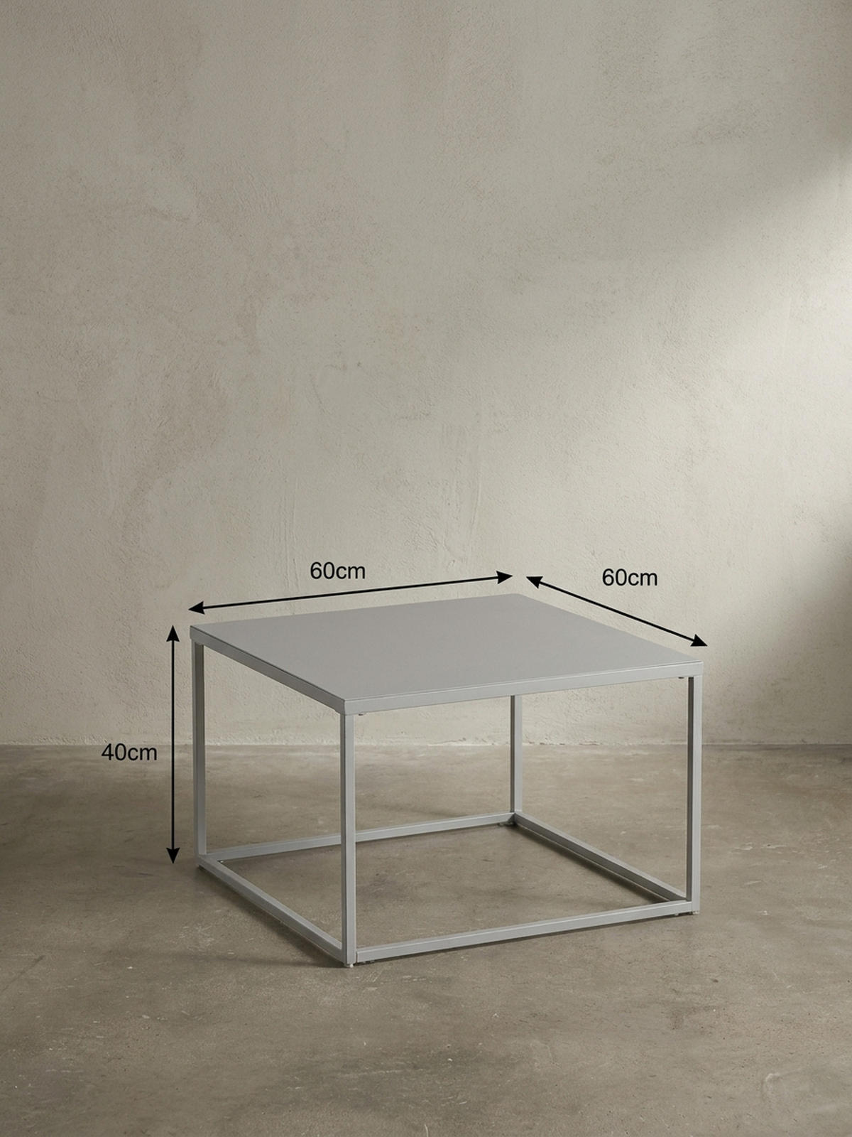 COUCHTISCH Weiß Metall Industrial 60x60x40 cm, Quadratisch - Weiß, Metall (60/60/40cm) - KADIMA DESIGN