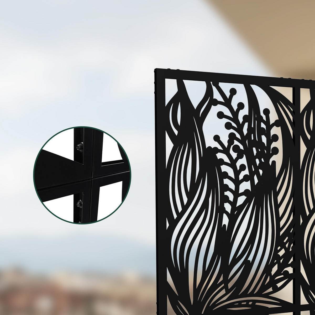 SICHTSCHUTZ Outdoor - Schwarz, Metall (115/183cm) - Relaxdays