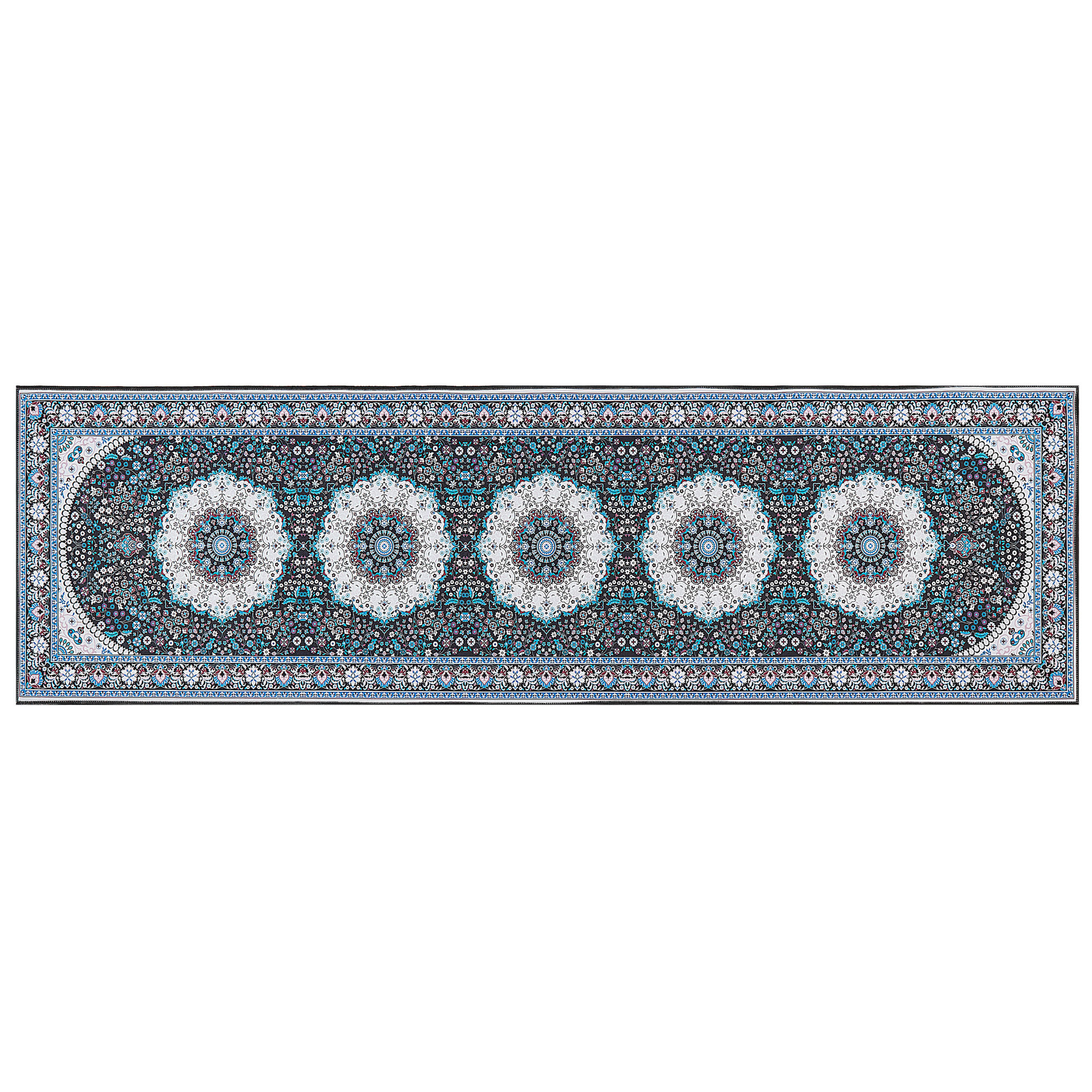 KURZFLOR-TEPPICH Blau 60/200 cm Gediz - Blau/Schwarz, Textil (60/200cm) - Beliani