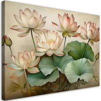 WANDBILD blatt lilien blumen - Beige, Textil (60/40cm) - Feeby