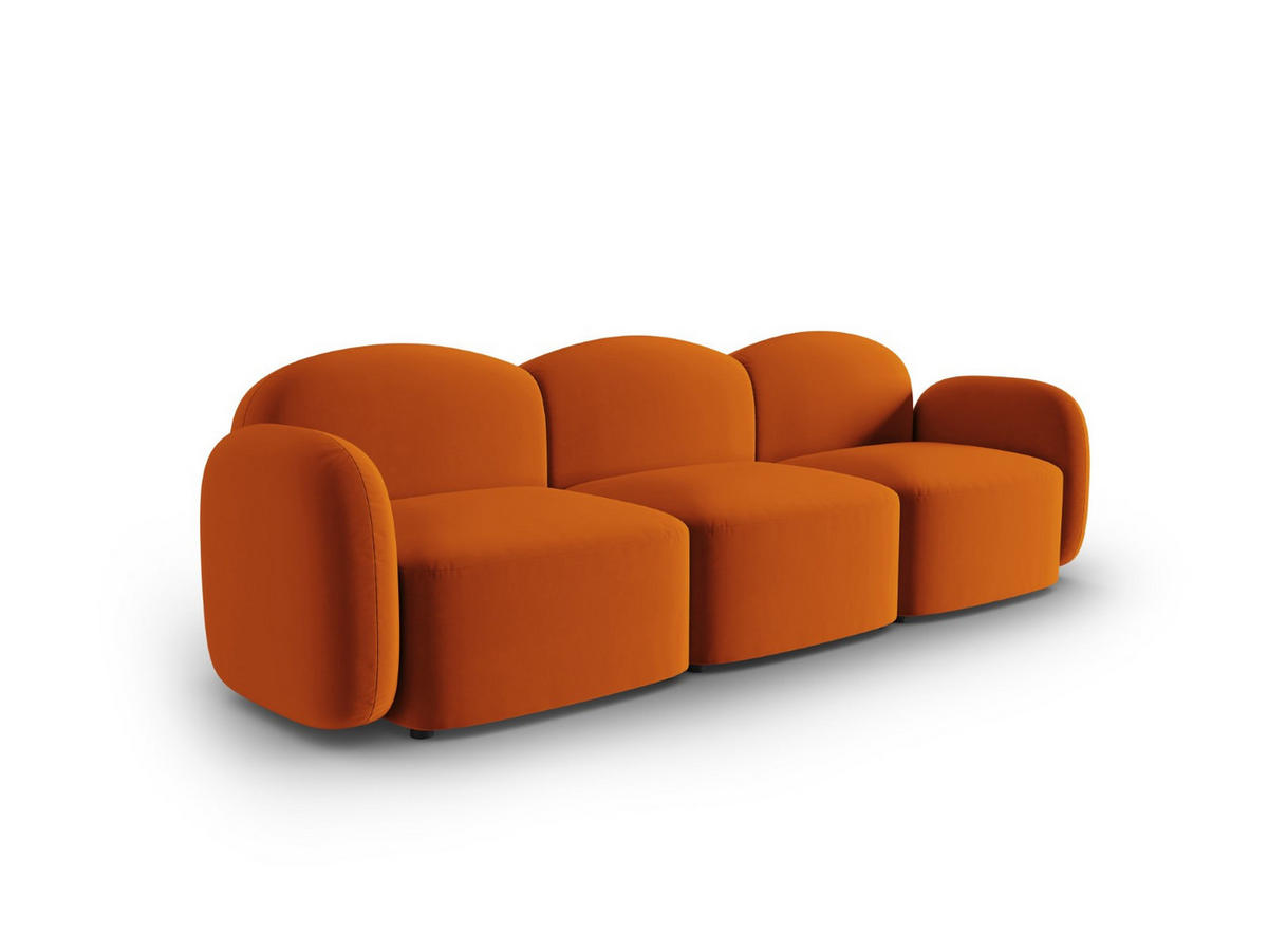 SOFA Blair aus Samt terrakotta 3 Sitzplätze - Terra cotta, Textil (87/80/272cm) - Micadoni