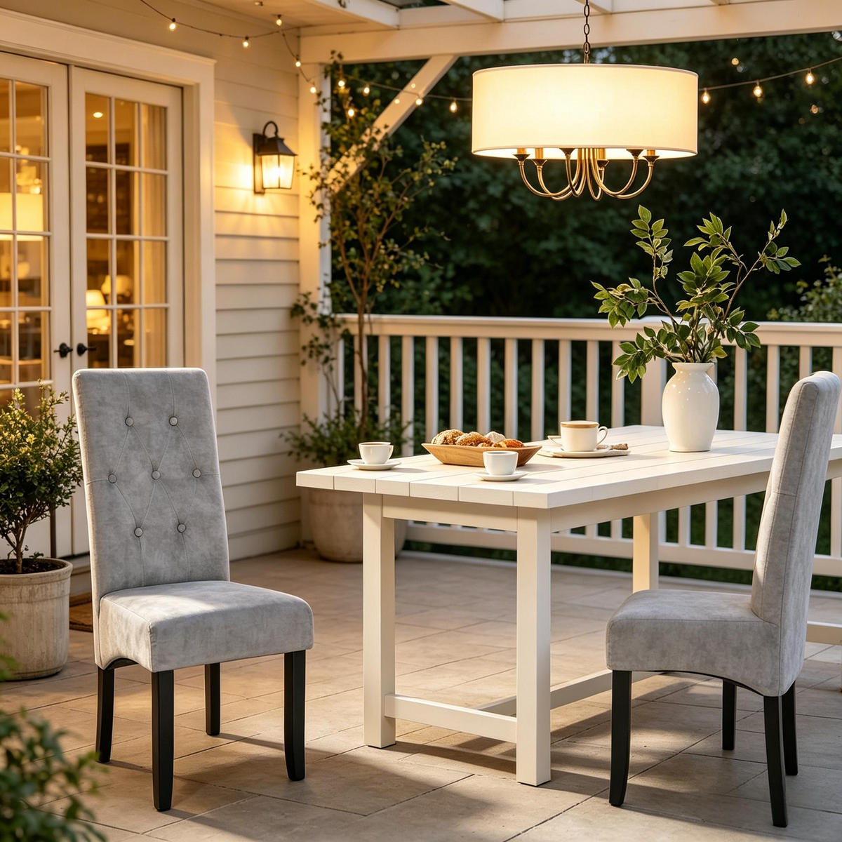 STUHL-SET DE-36122 2 Stück mit Samtbezug und Holzbeinen Grau - Hellgrau, Holz (47/107/42cm) - ComfortXL