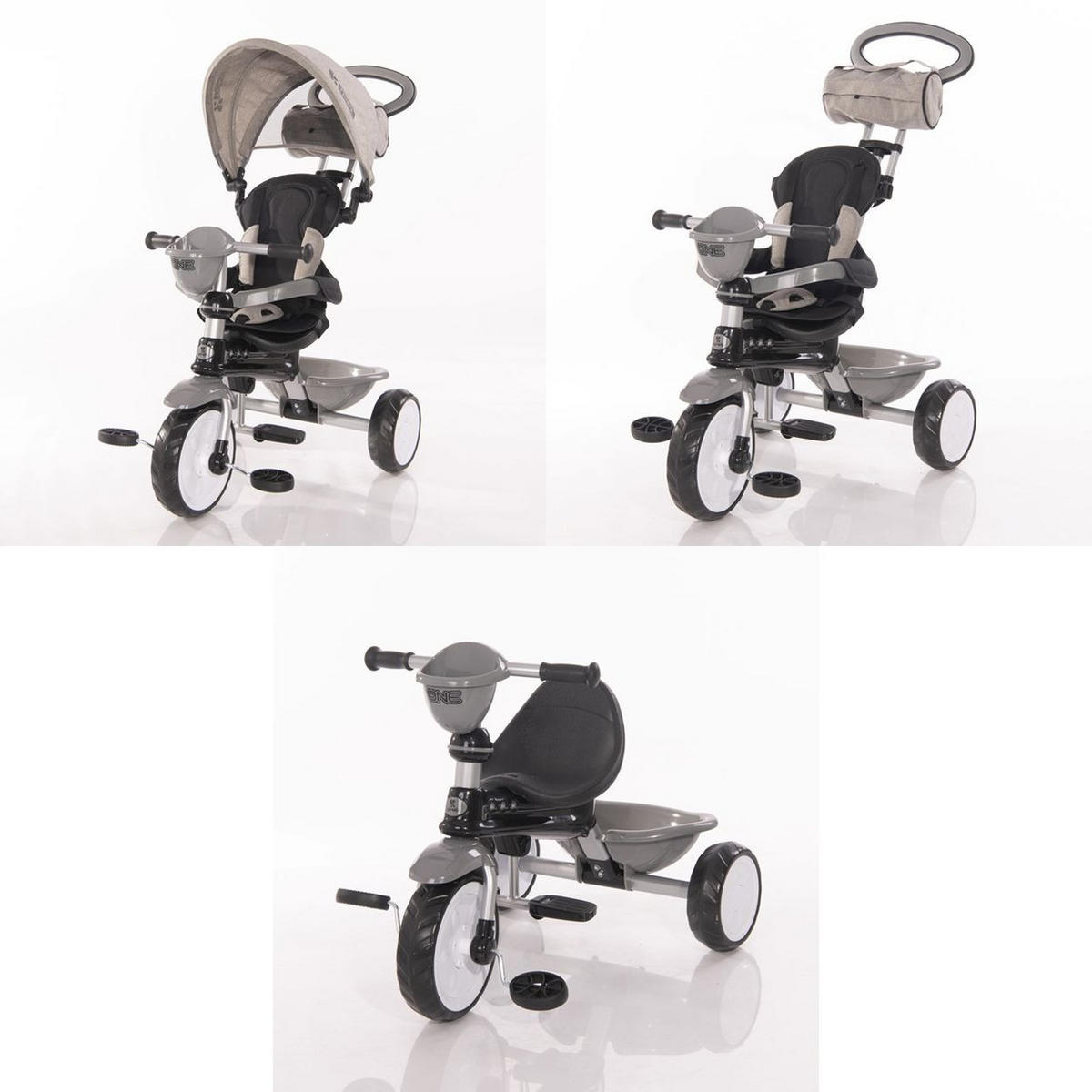 DREIRAD One 3 in 1 rot EVA-Reifen Schiebestange Anti-Rutsch Pedale umbaubar - Rot, Metall (70/50/96cm) - Lorelli