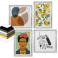 WANDBILDER 4er Set - 50x50 cm & 40x60 cm Silberner Rahmen - Zitronenweinporträt von Frida - Silberfarben, Kunststoff (50/50cm) - ArtPrintCave